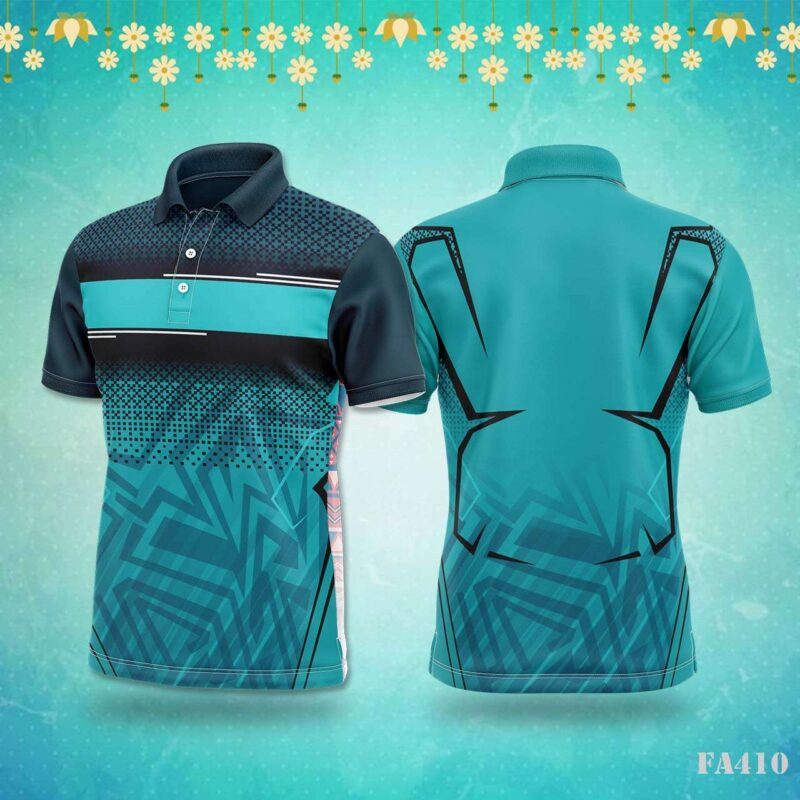 Cyan Digital Camouflage Sportswear Jersey Design.