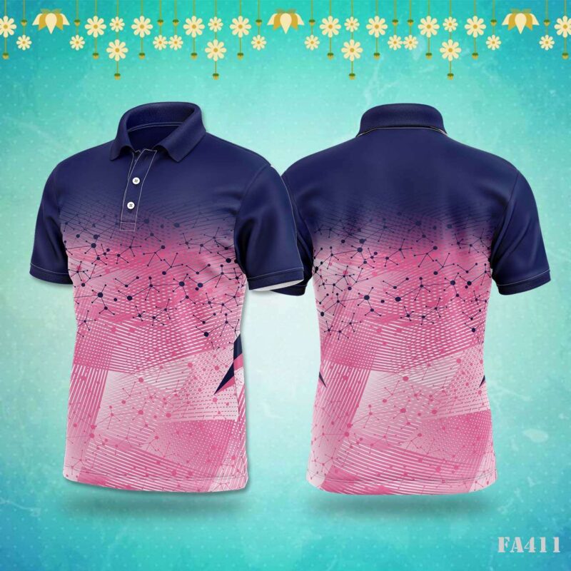 Pink and Blue Network Abstract Jersey Design.