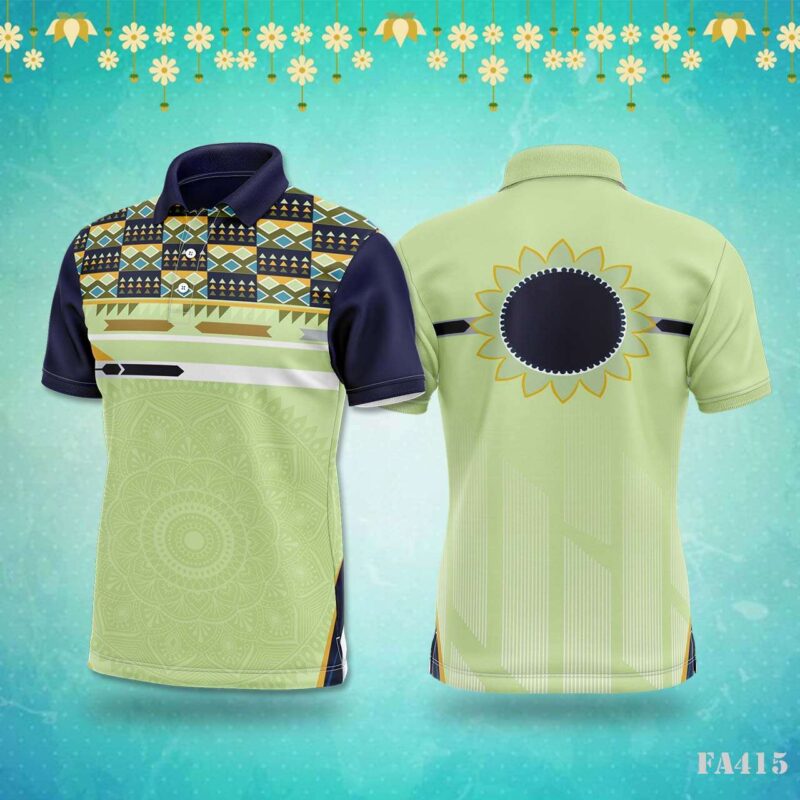 Green Mandala Geometric Sportswear Jersey Design.