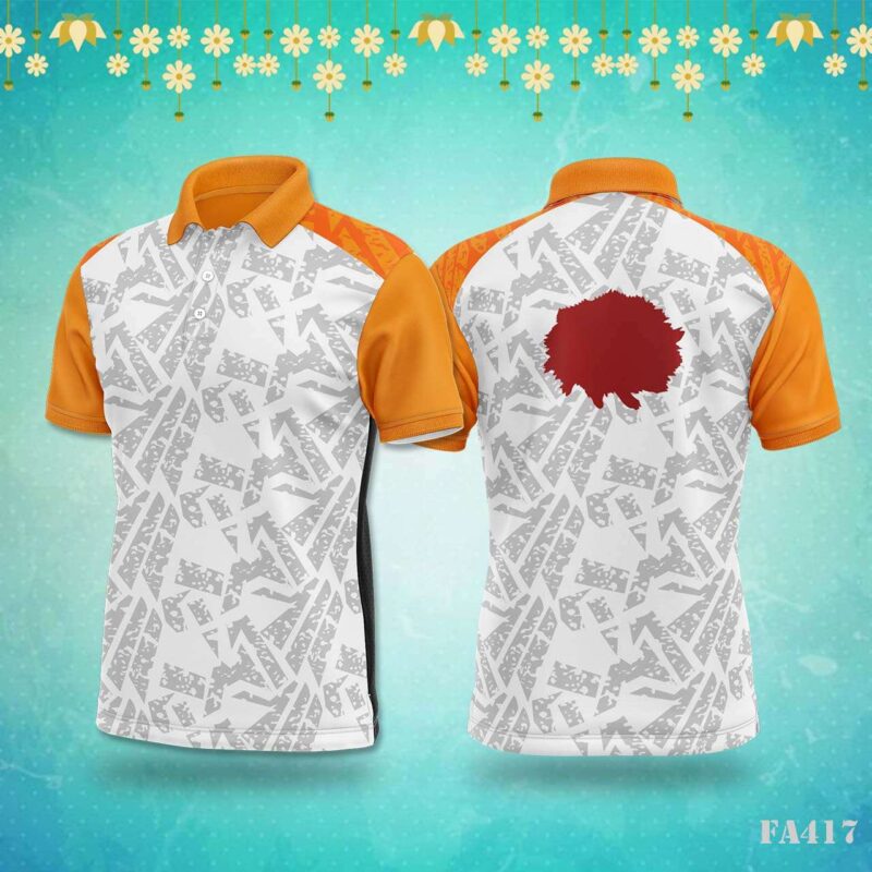 Grey Grunge Geometric Orange Arch Jersey Design.