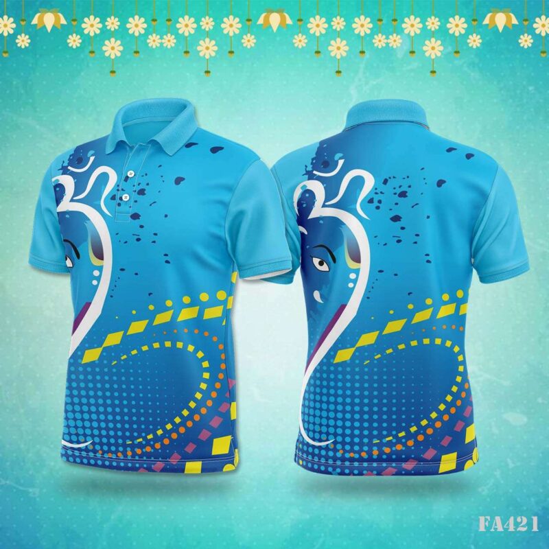 Yellow Giraffe Print Ganesha Jersey Design.