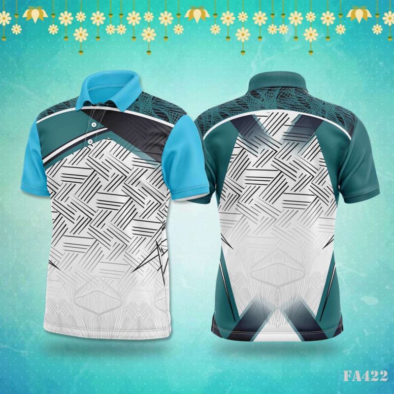 Abstract Diagonal Lines Teal Sportswear Jersey Design.