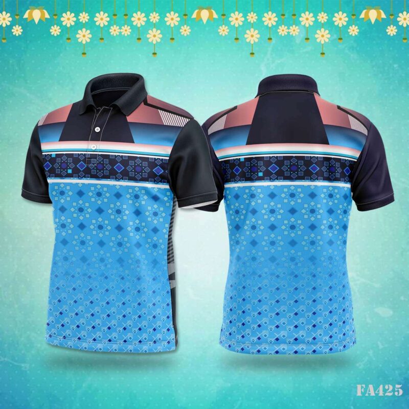 Blue Diamond Pattern Sportswear Jersey Design.