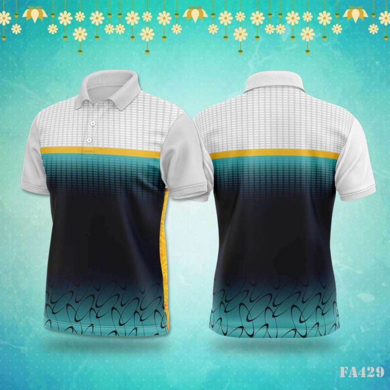 Cyan Blue Wavy Abstract Jersey Design.