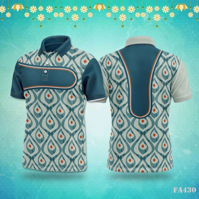 Mid-century Modern Teardrop Pattern Jersey Design.