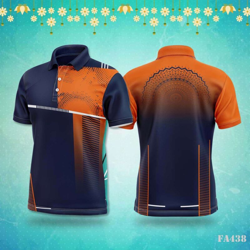 Abstract Orange Halftone Blue Jersey Design.