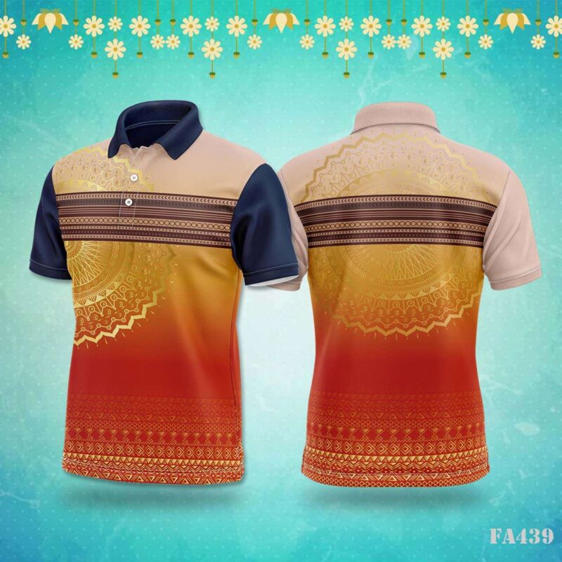 Golden Tribal Mandala Gradient Jersey Design.
