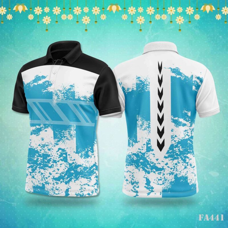Abstract Blue Grunge Sportswear Jersey Design.