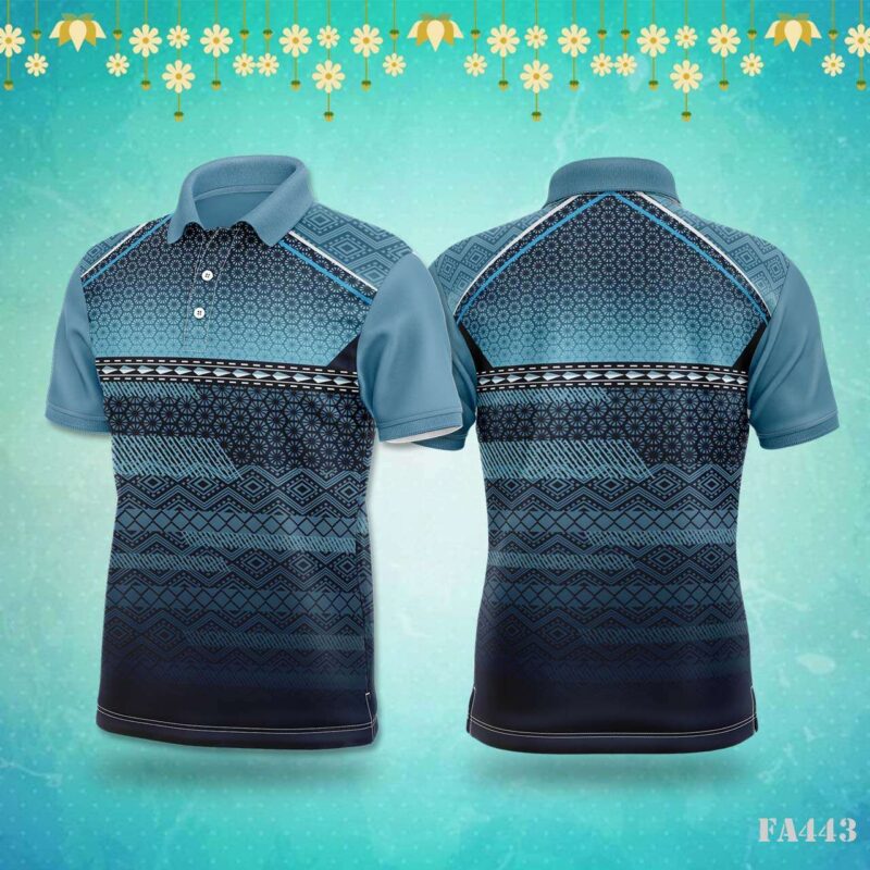 Blue Aztec Geometric Sportswear Jersey Design.