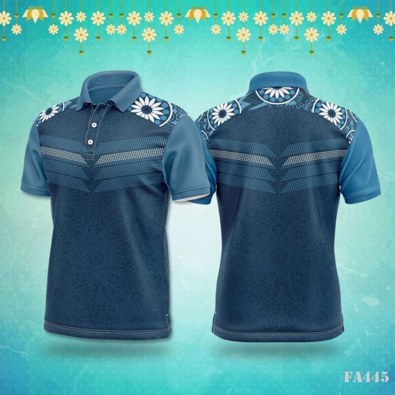 Blue Mandala Floral Sportswear Jersey Design.