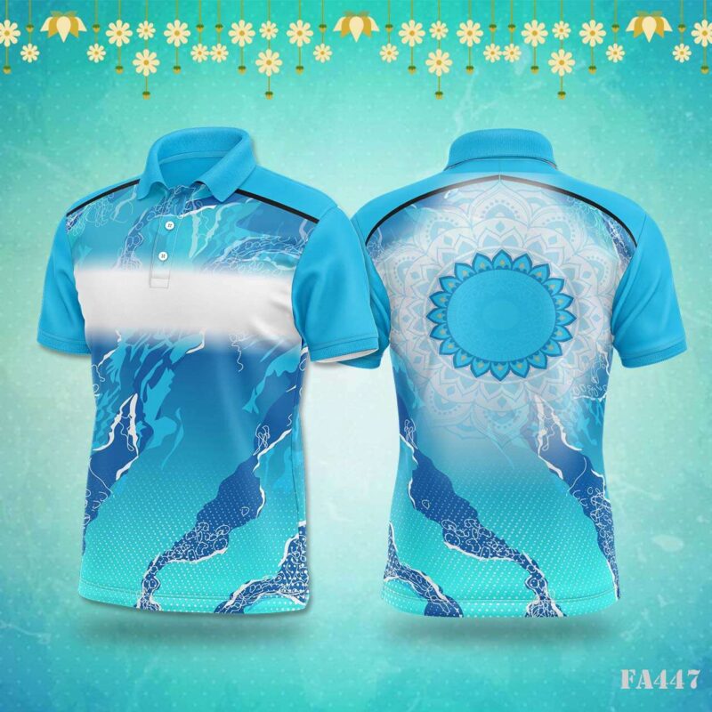 Abstract Blue Water Grunge Sportswear Jersey Design.