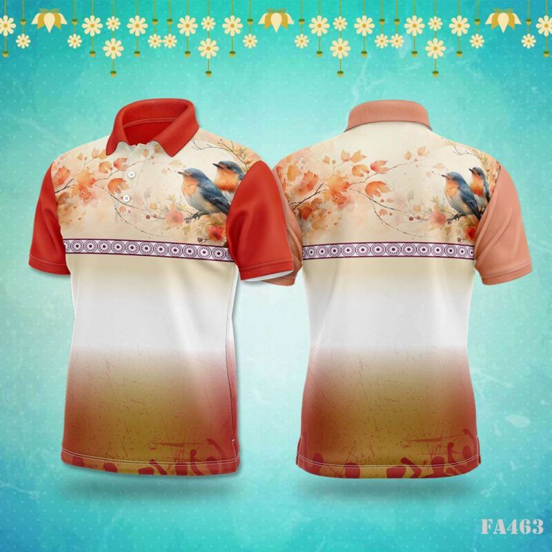 Orange and White Tribal Mandala Jersey Design.