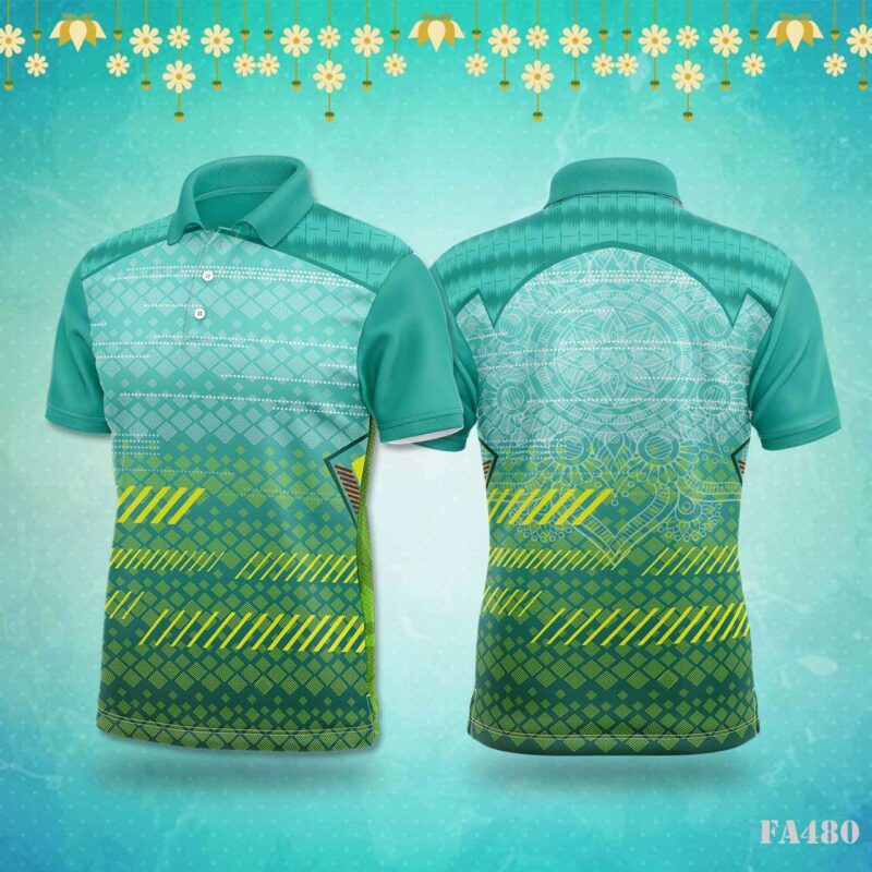 Teal & Yellow Patterned Festival Jersey Design