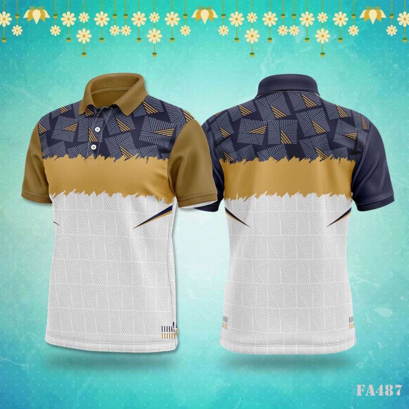Gold & Navy Abstract Geometric Festival Jersey Design