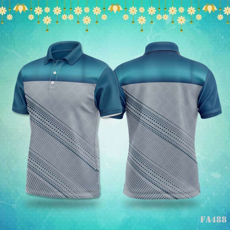 Blue & Grey Halftone Pattern Festival Jersey Design