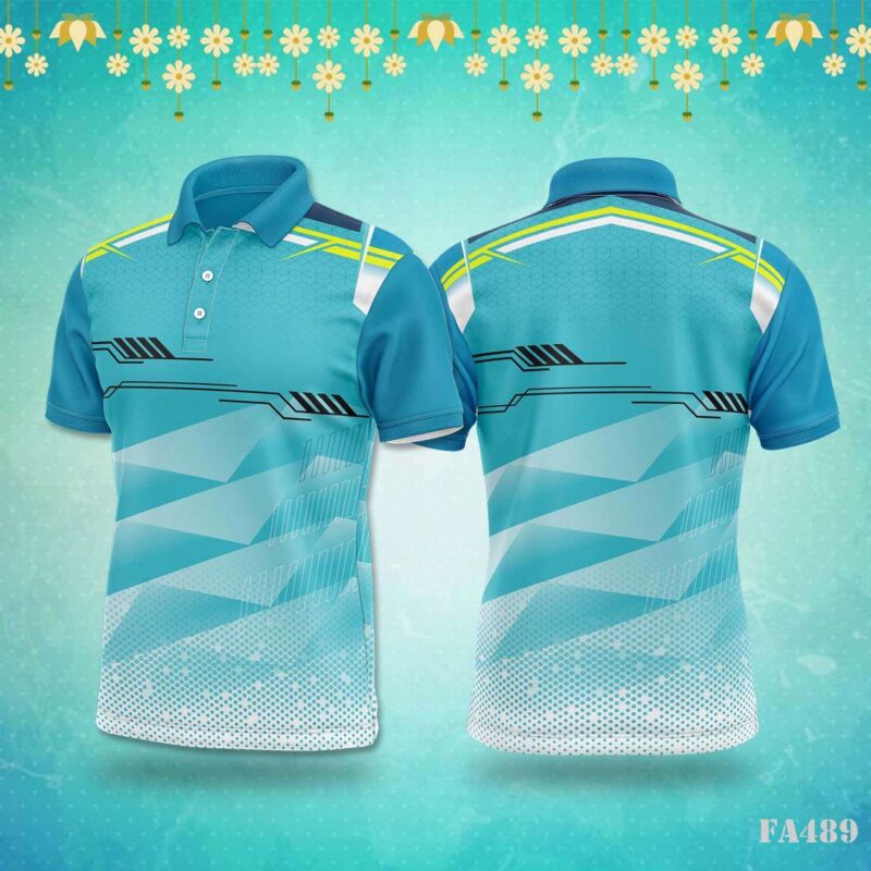 Aqua & White Tech Abstract Festival Jersey Design