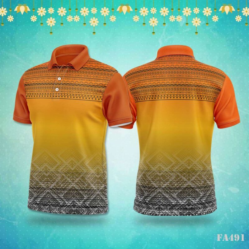 Orange & Grey Tribal Pattern Festival Jersey Design