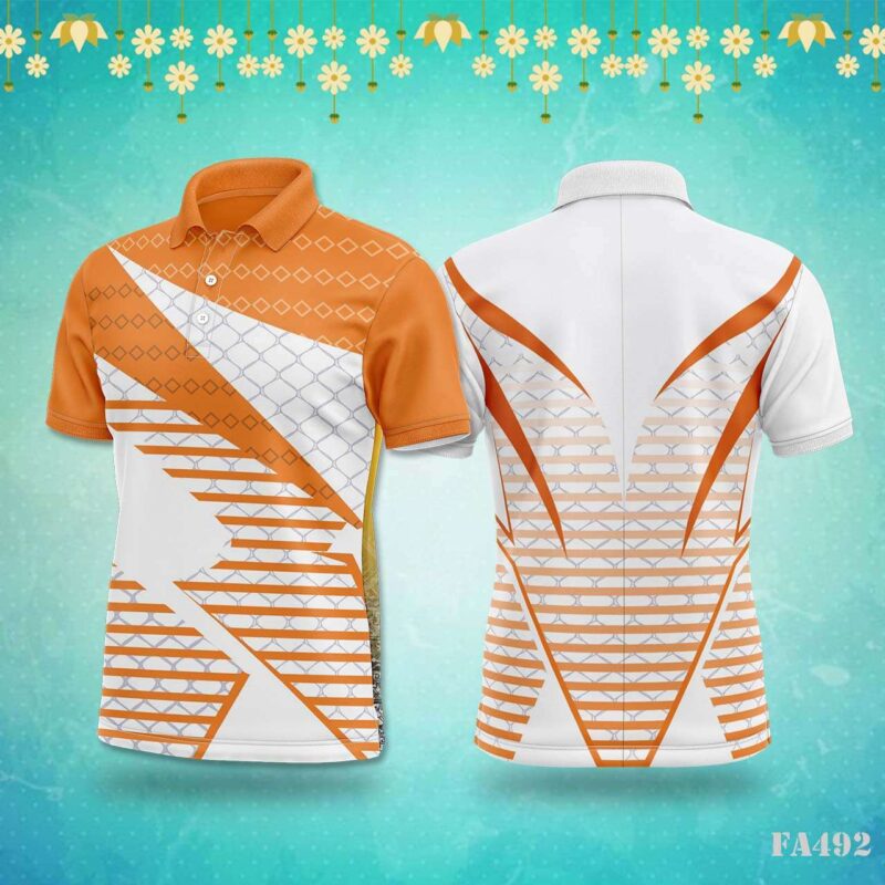 Orange & White Abstract Lines Festival Jersey Design