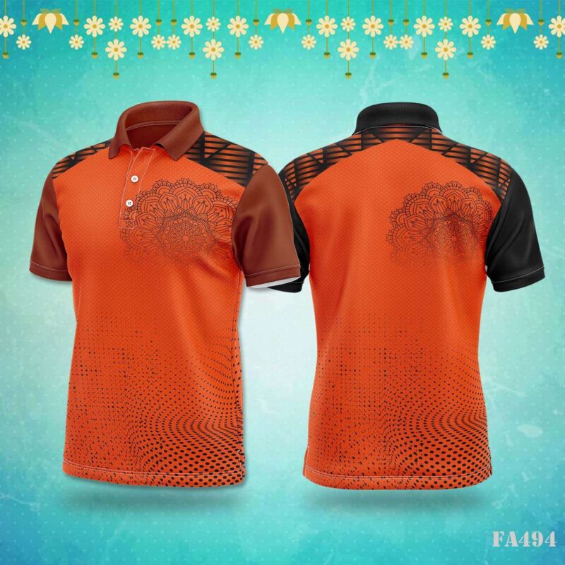 Orange & Black Mandala Halftone Festival Jersey Design