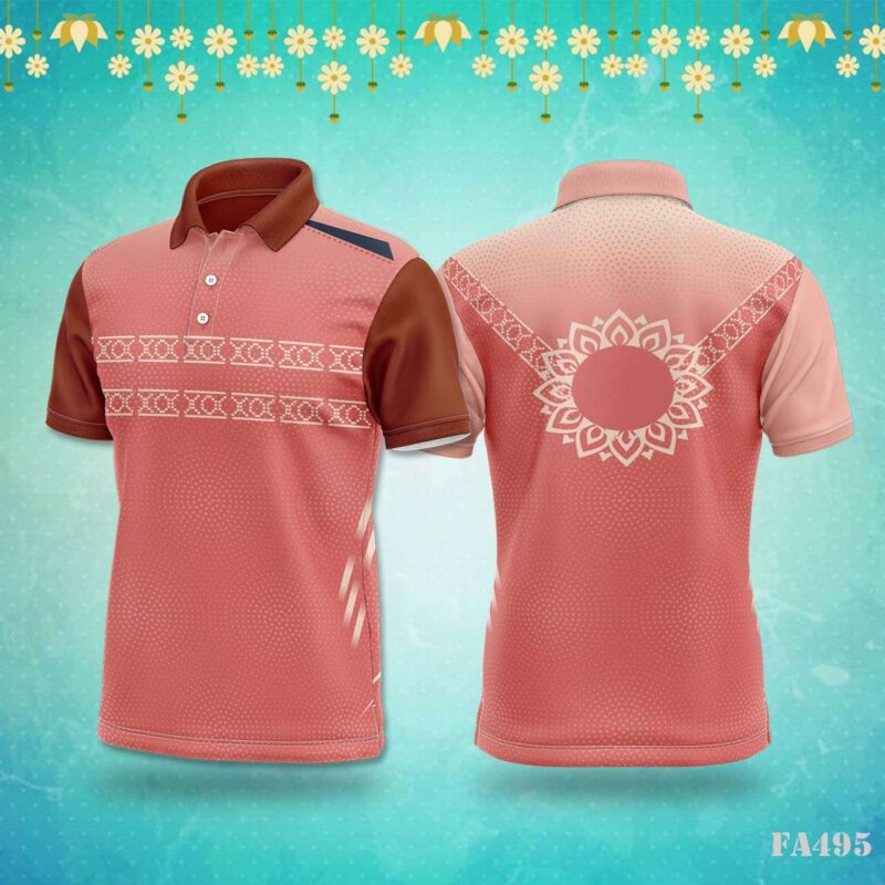 Coral & Cream Geometric Pattern Festival Jersey Design