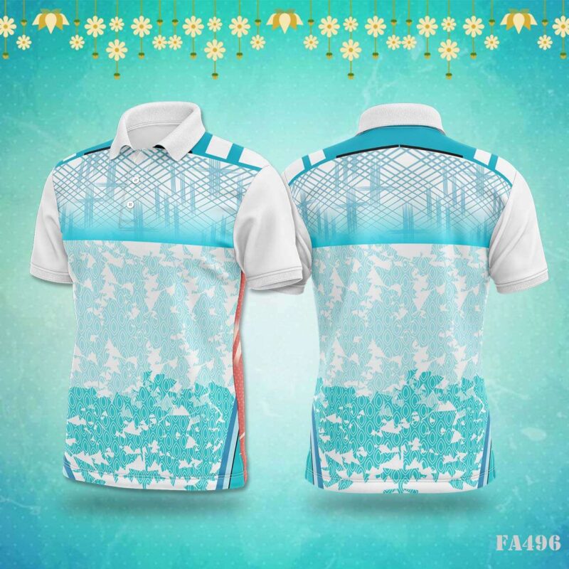 Blue & White Geometric Abstract Festival Jersey Design