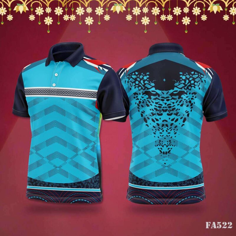 Blue & Red Geometric Jersey with Festival Vibes