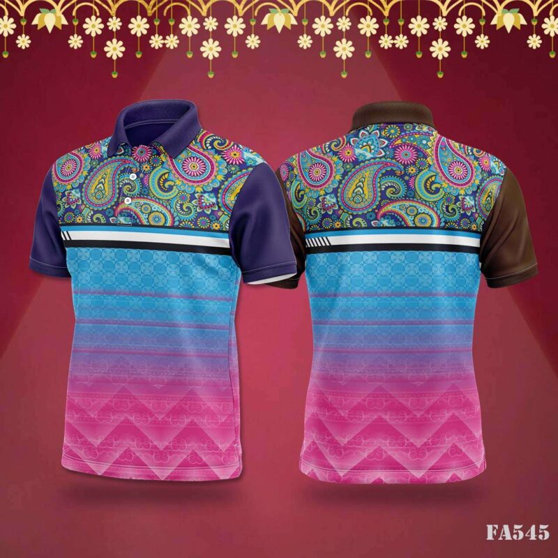 Red & Floral Geometric Jersey with Festival Vibes