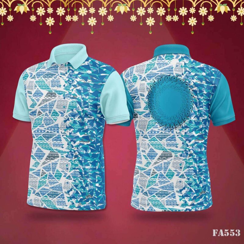 Pink & Teal Geometric Jersey with Festival Vibes