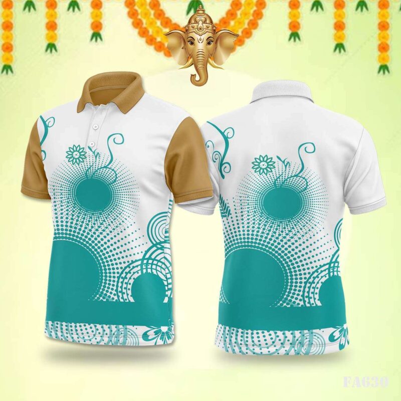 Teal Halftone Floral Festival Jersey