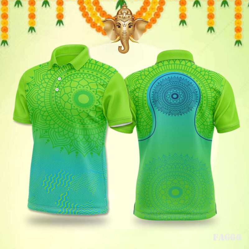 Vibrant Green Mandala & Geometric Jersey