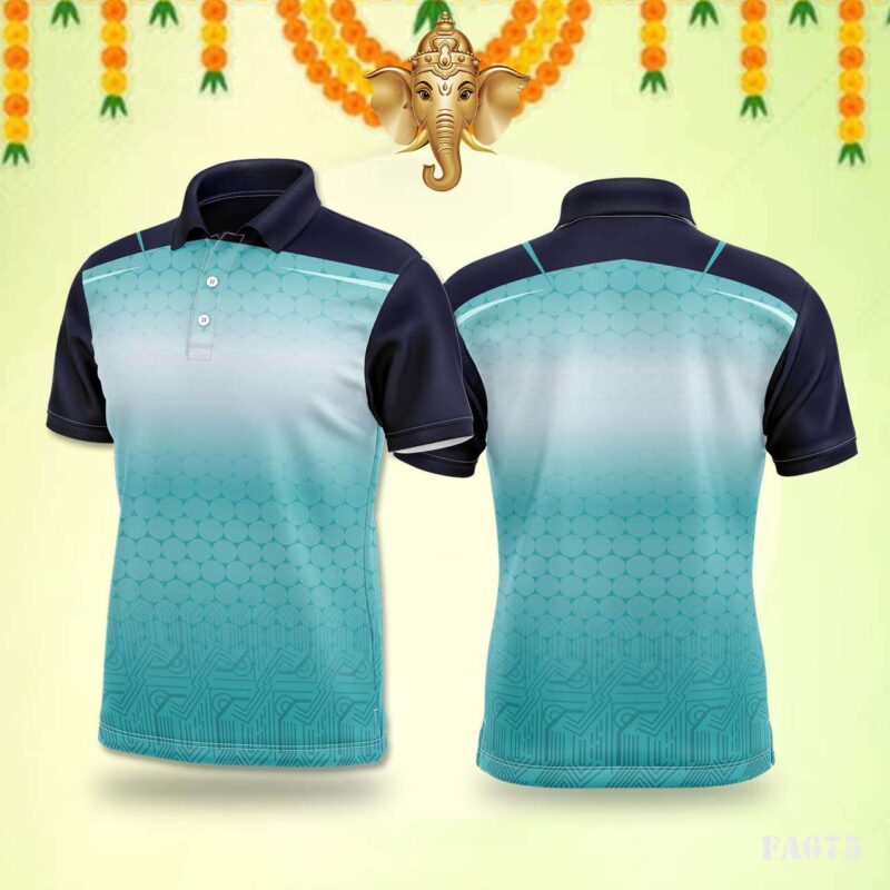 Aqua Blue Geometric Patterned Jersey