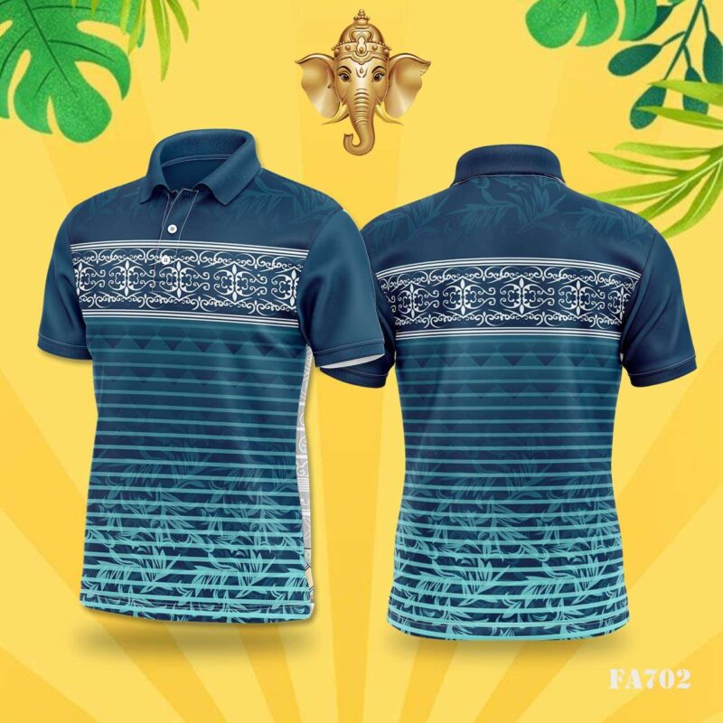 Blue & White Tropical Scroll Festival Jersey Design
