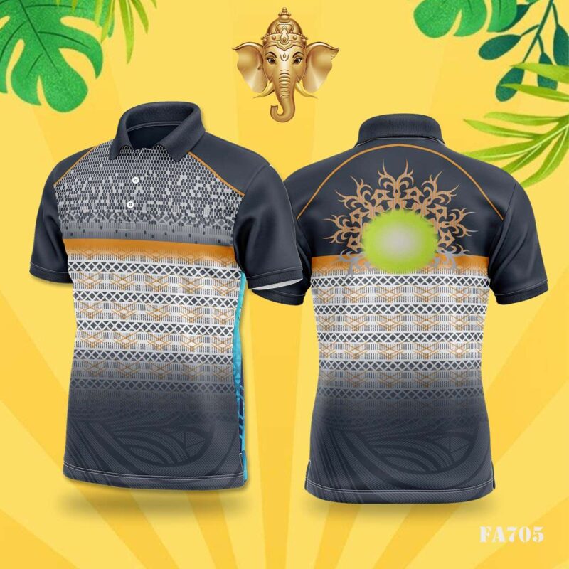 Grey & Orange Textured Abstract Festival Jersey Design