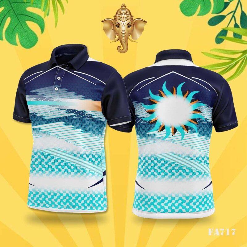 Blue & White Geometric Tech Festival Jersey Design