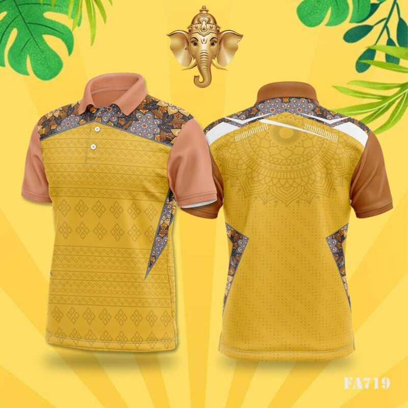 Yellow & Grey Mandala Geometric Festival Jersey Design