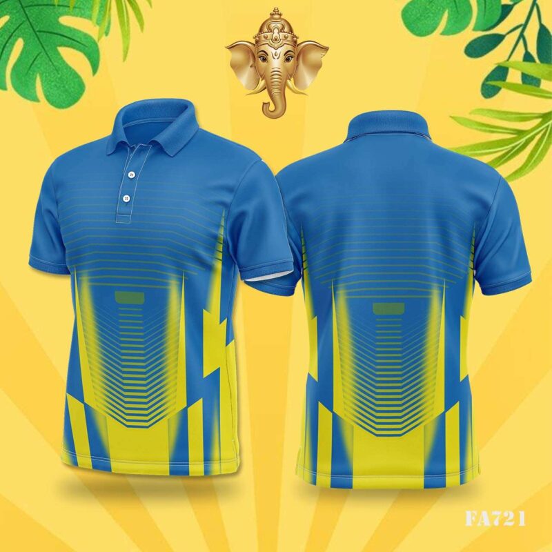 Blue & Yellow Geometric Tower Festival Jersey Design