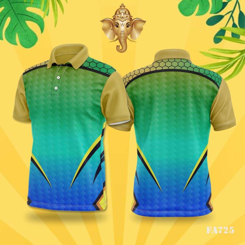 Green & Blue Hexagon Pattern Festival Jersey Design