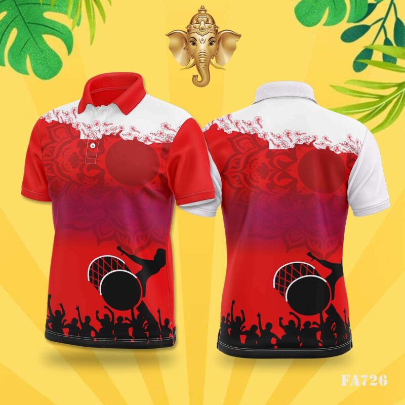 Red & Black Dhol Tasha Festival Jersey Design