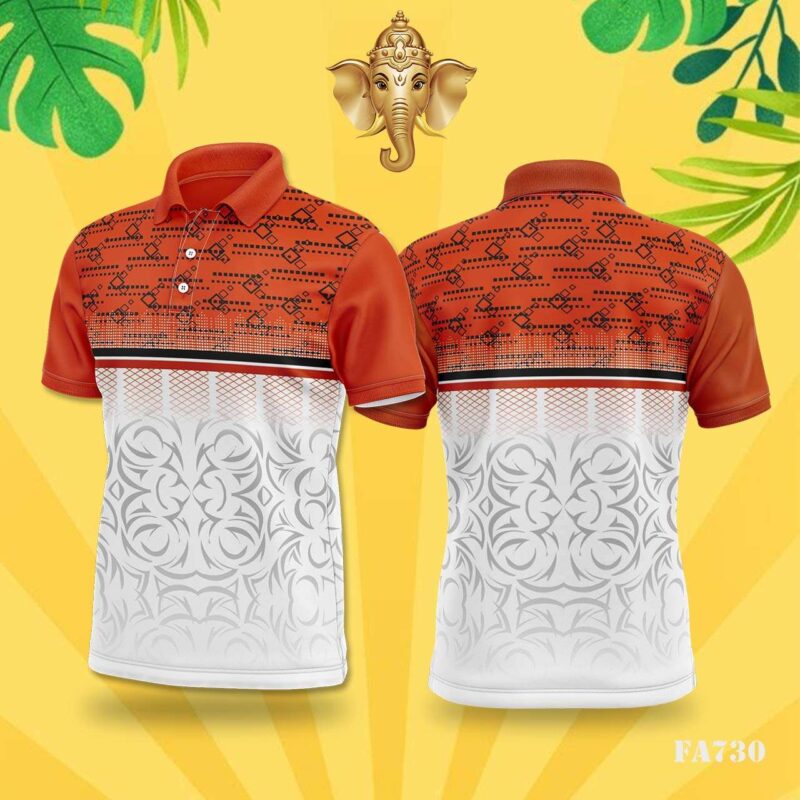 Orange & White Geometric Swirl Festival Jersey Design