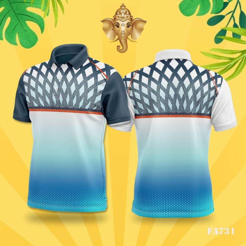 Blue & Orange Geometric Halftone Festival Jersey Design