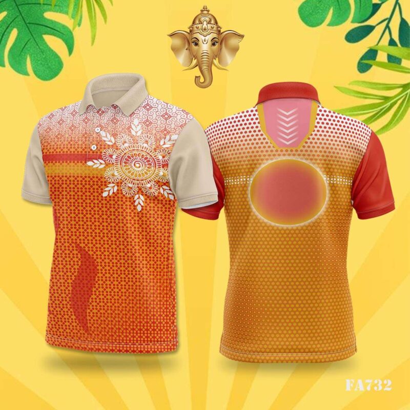 Orange & Red Dotted Mandala Festival Jersey Design