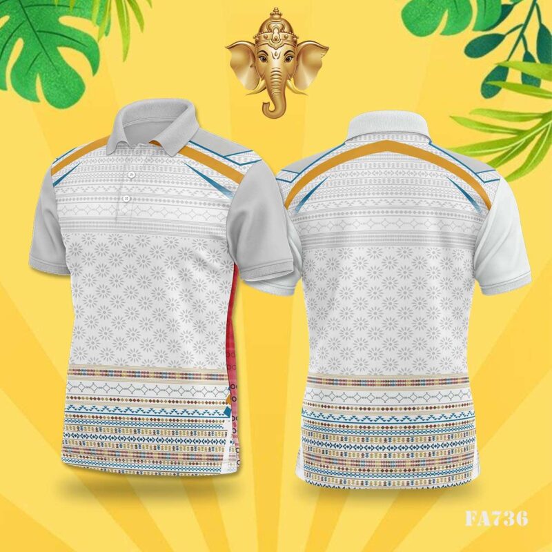 White & Grey Tribal Floral Festival Jersey Design