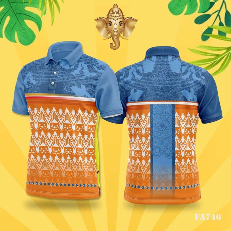 Orange & Blue Global Pattern Festival Jersey Design