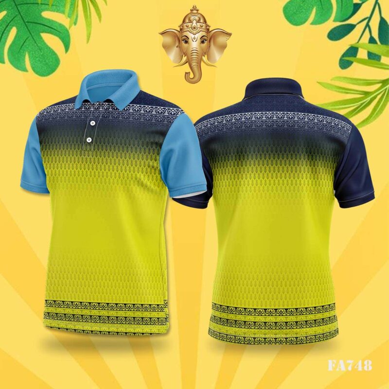 Yellow & Navy Traditional Pattern Festival Jersey Design