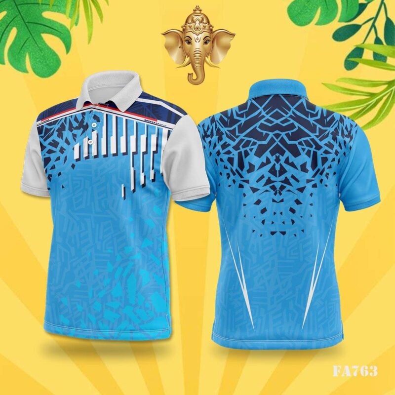 Blue & White Geometric Shattered Festival Jersey Design