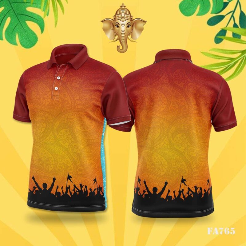 Orange & Red Paisley Crowd Festival Jersey Design