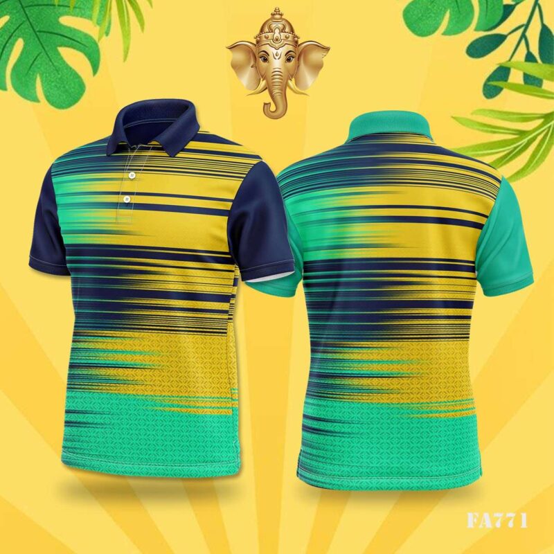 Teal & Yellow Abstract Stripes Festival Jersey Design