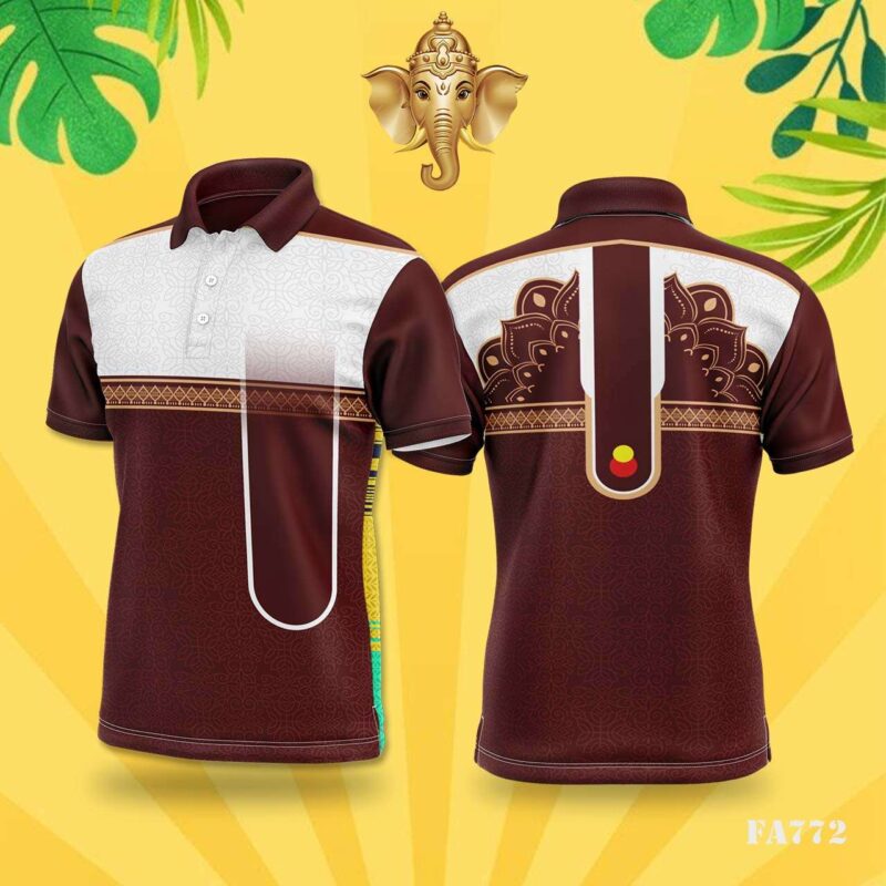 Maroon & White Traditional Pattern Festival Jersey Design