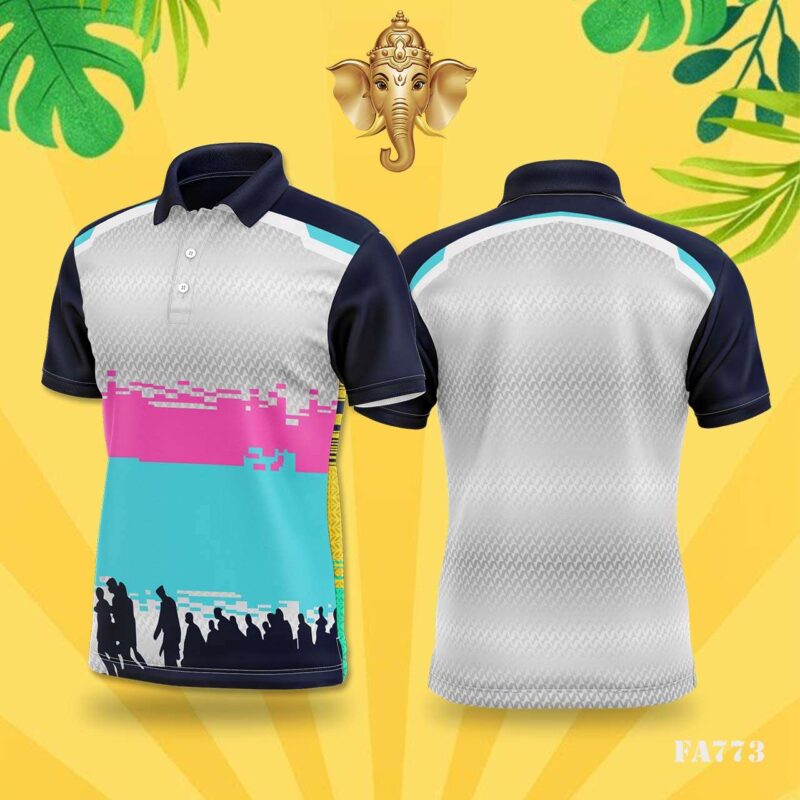 Pink & Blue Glitch Crowd Festival Jersey Design