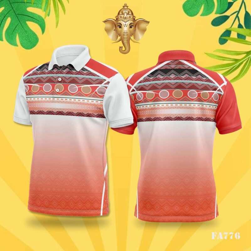 Red & Orange Tribal Geometric Festival Jersey Design
